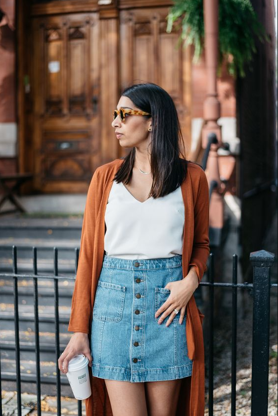 Jeans Skirt Outfit - Bright Afternoons Spent In Lincoln Park