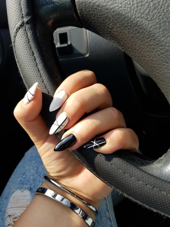 Nails Black And White - Black and white nails