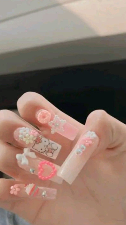 Nails Hello Kitty - lindas uñas de hello Kitty