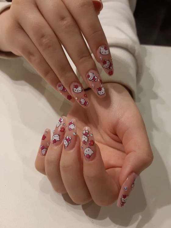Nails Hello Kitty - nails manicure lovequotes hello kitty wowtattoo