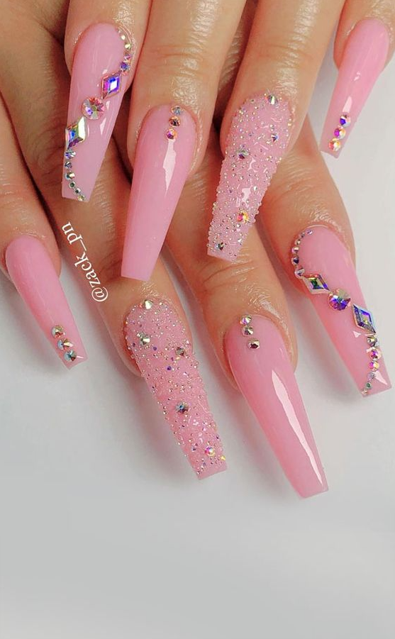 Light Pink   Cute Summer  2021 Glossy Baby Pink Acrylic Coffin