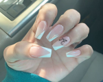 Nails With Initials Acrylic   White Tip With Initial