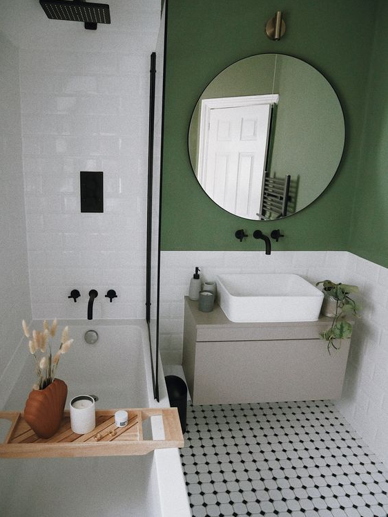 Small Bathroom Ideas   Small Bathroom In Farrow And Ball Caulke Green
