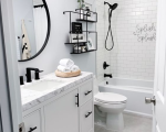 Bathroom Ideas - White bathroom with black hardware