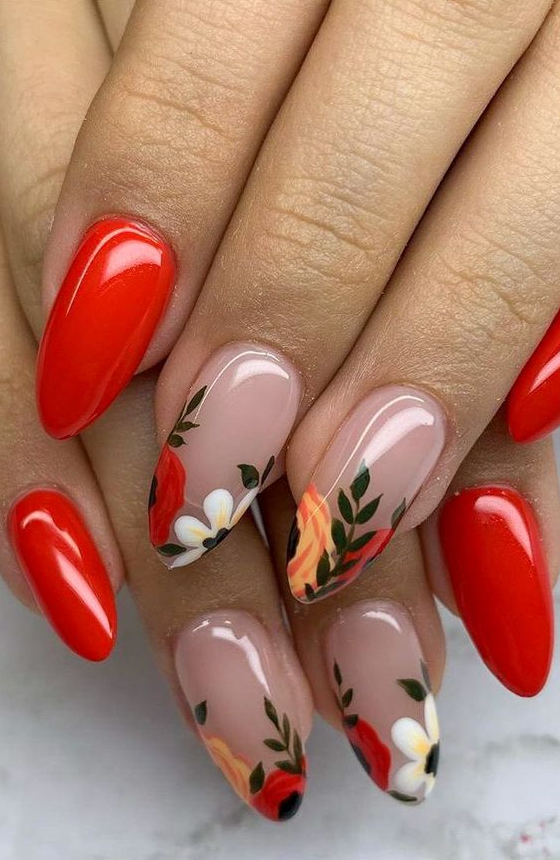 Cute Red Spring Nails
