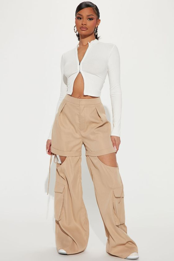 Fashion Nova Outfits Baddie - Women's Self Made Cargo Pant in Khaki Size XS