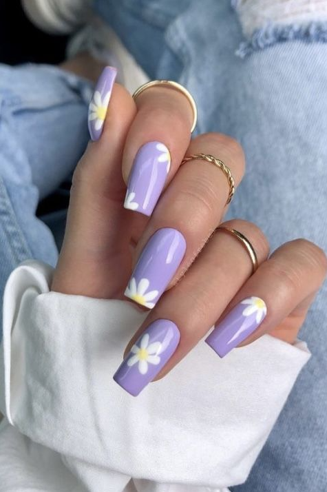Spring Nails Purple - Lavender nails Spring acrylic nails Lilac nails