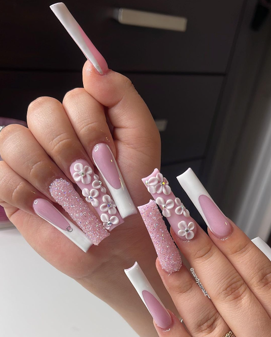 Cute 3D Flower Nails Ideas