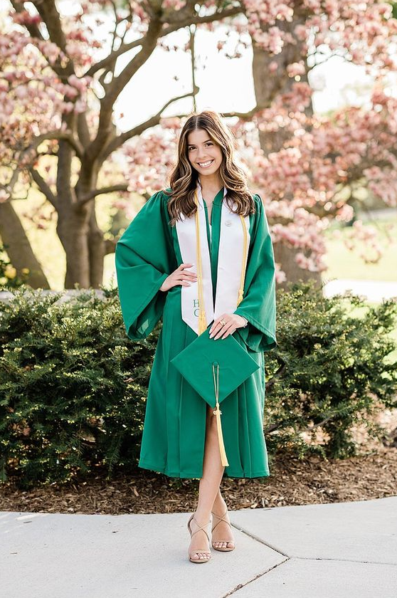 Grad Shoot Ideas   White Dresses And Cap And Gown With A Magnolia Tree In The