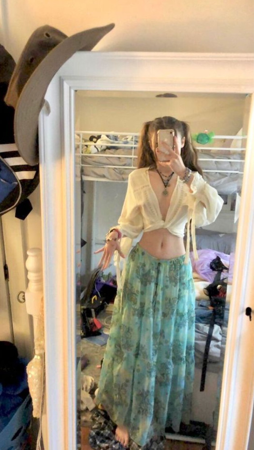 Aesthetic Outfit Inspo   Boho Midi Skirt, Hippie Style Clothing, Fashion Inspo Outfits