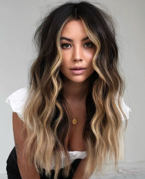 Black Hair With Blonde Front Pieces   Top Balayage On Black Hair Ideas For 2023