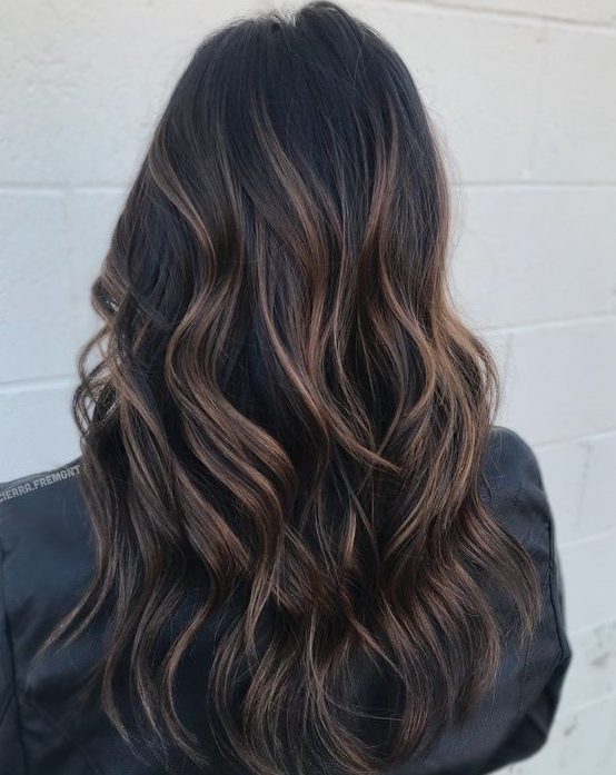 Brown Balayage On Black Hair   Hairstyles Featuring Dark Brown Hair With Highlights For 2023