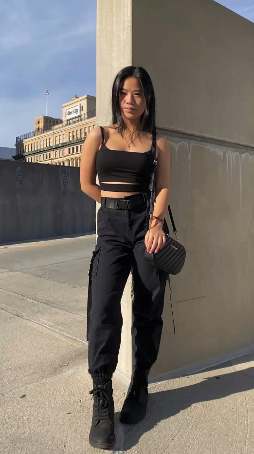 Cargo Pants Outfit Summer - Black cargo pants outfit all black outfit