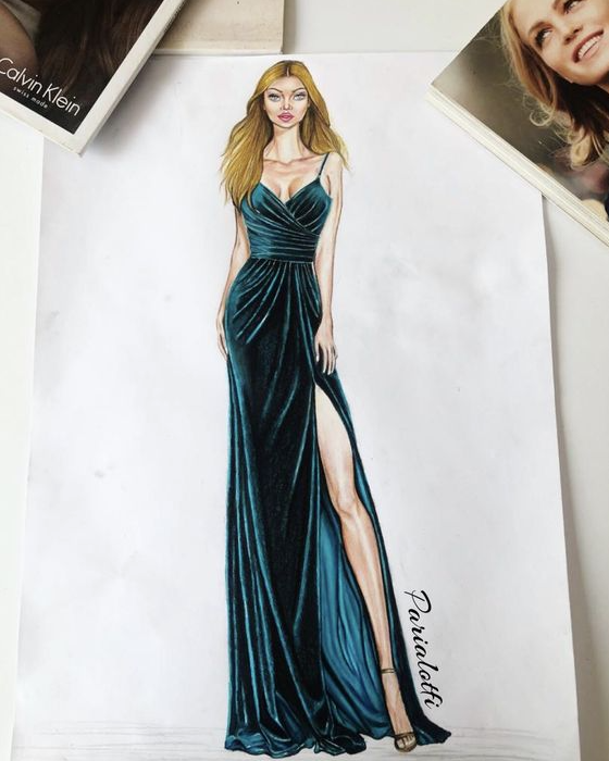 Fashion Illustration Dresses   Velvet