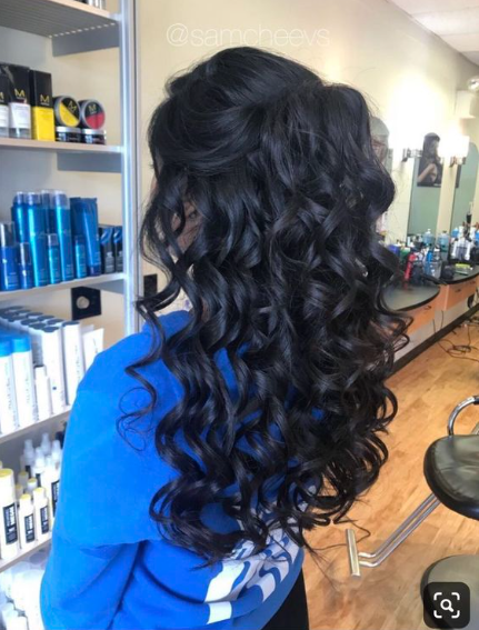 Hair Down Quinceanera Hairstyles - Black hair curly