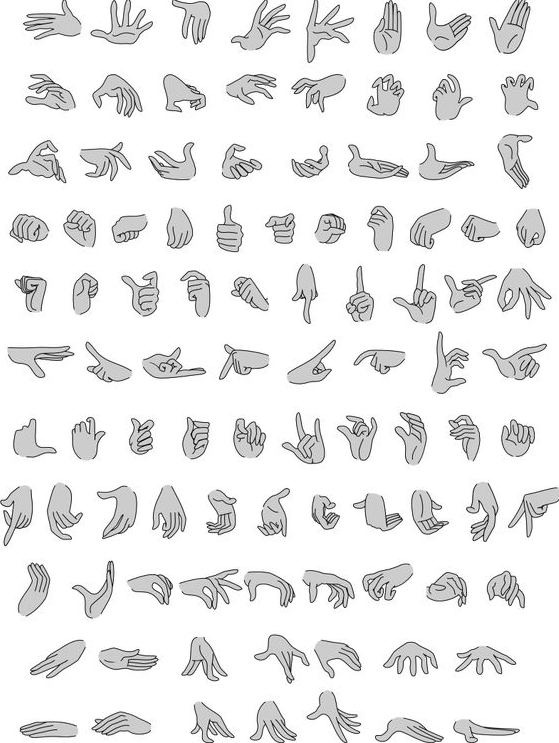 Hand References Drawing - Left Hand Poses Clip Art Image