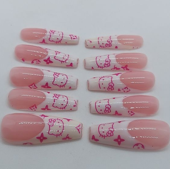 Hello Kitty Nails Long   Hello Kitty Nails  Hello Kitty Lover Press On Nail