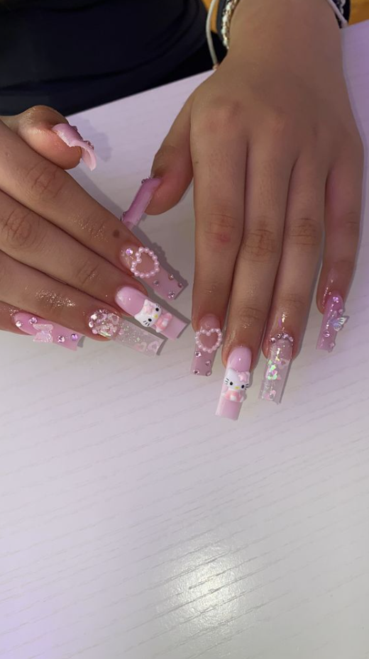Hello Kitty Nails Long   Hello Kitty Nails