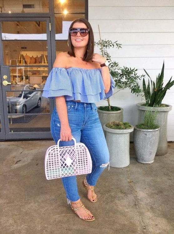 Jeans Summer Outfit   Summer Fashion OTS Ruffle Top And Denim