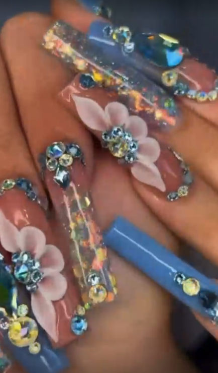 Lavender Birthday Nails   Nail Design With Rhinestones