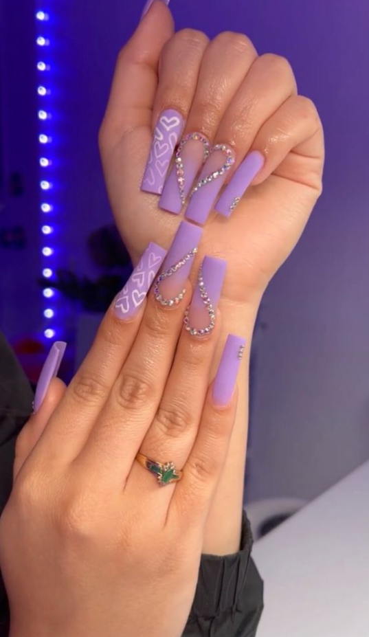 Lavender Birthday Nails - Purple acrylic nails