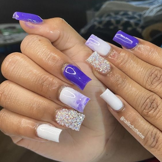 Lavender Birthday Nails   Purple And White Short Nails