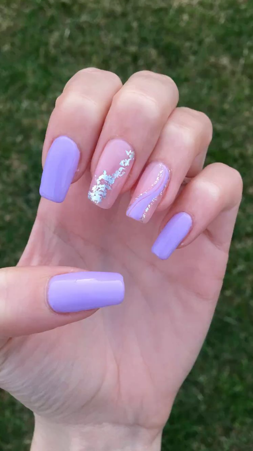 Lavender Birthday Nails - Purple glitter nails