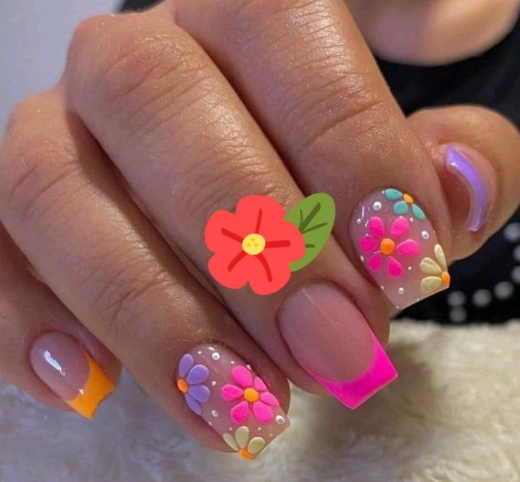 Neon Nail Ideas Summer - Spring flowers