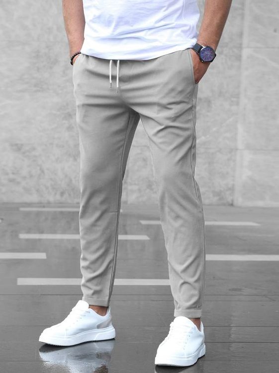 Outfit Casual   Men Slant Pocket Drawstring Waist Trousers