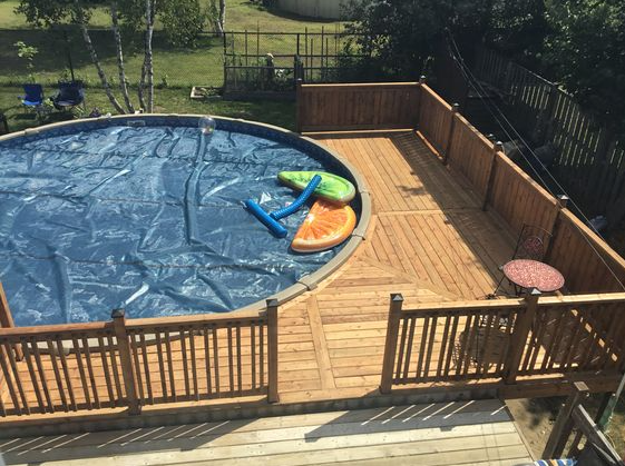 Partial Inground Pool Ideas - Wrap around deck for above ground pool