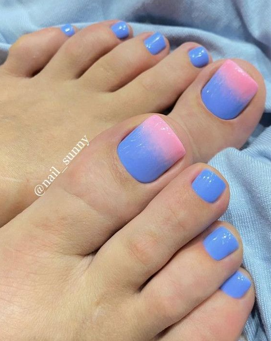 Summer Nail Colors 2023   Trendy  Designs 2023 Ombre Blue And Pink