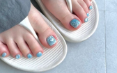 Summer Pedicure Designs   Trendy Pedicure Designs To Dress Up Your Toe Nails Blue And White Aesthetic Love Heart
