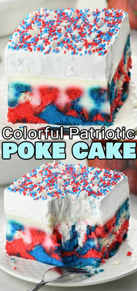 4th of July Desserts - Patriotic Poke Cake