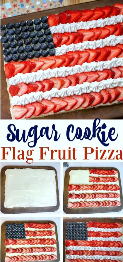 4th Of July Desserts   Sugar Cookie Flag Fruit