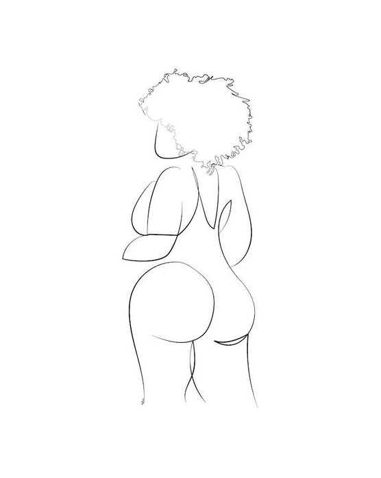 Black Women Drawings Sketch   Curvy Woman Line Art Body Positivity Wall