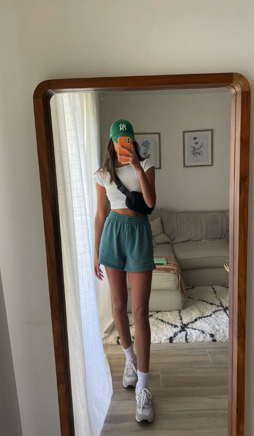 Fashion Inspo Outfits Summer   Forest Green Shorts Green Baseball