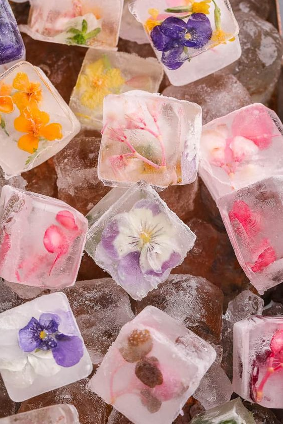 Garden Party Food - Edible Flower Ice Cubes