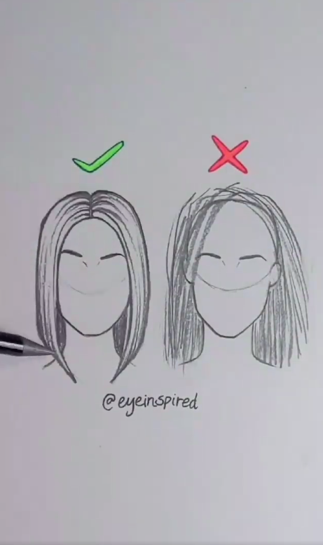 Hair Drawing Reference - How to draw hair tutorial for beginners