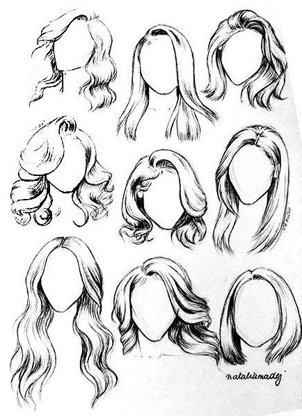 Hair Drawing Reference - Long hair drawing reference