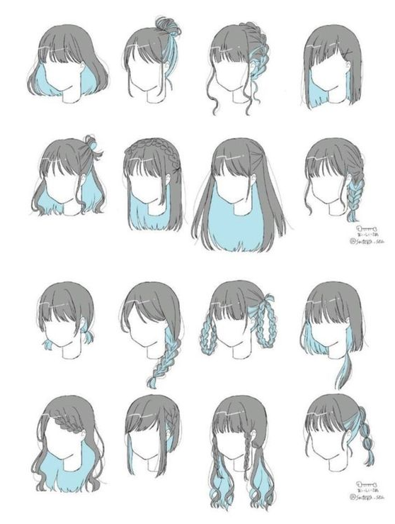 Hair Reference Drawing   Drawing Hair Tutorial Anime Drawings
