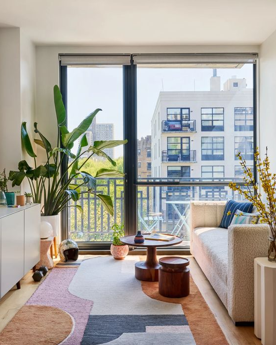 Living Room Apartment - Tour a Brooklyn Apartment Full of Bold Color and Cheerful Decor