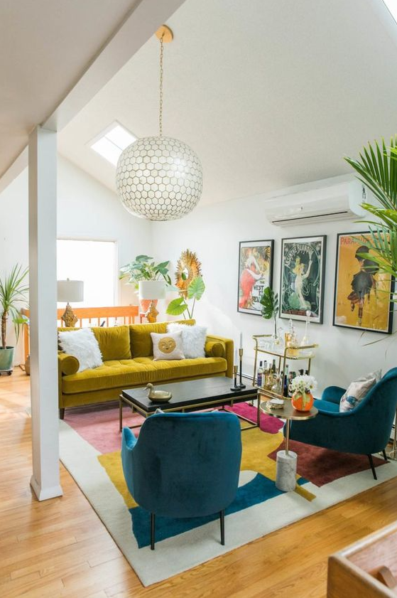 Living Room Apartment - Vibrant Mid-Century Glam Living Room Refresh