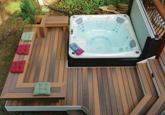 Patio With Hot Tub And Fire Pit   Outdoor Design Dreaming Patio