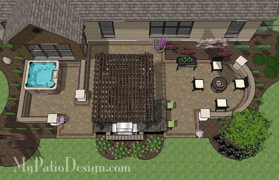 Patio With Hot Tub And Fire Pit   Outdoor Design Dreaming Patios, Fire Pits And Hot
