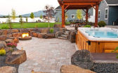 Patio With Hot Tub And Fire Pit   Patio Hot Tub Design And Installation In Spokane & Coeur D'Alene