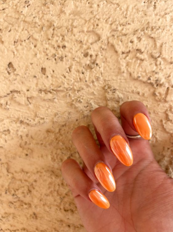 Summer Chrome Nails - Orange summer chrome nails