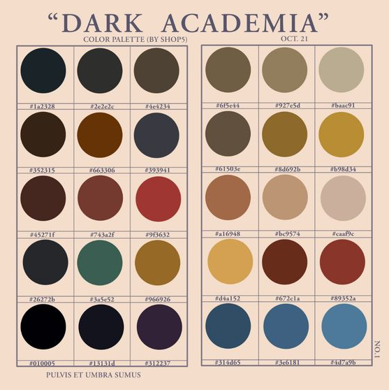 Autumn Color Palette - Dark academia color dark academia color palette color palette design