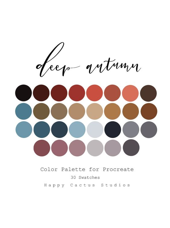Autumn Color Palette - Deep Autumn Color Palette for Procreate Instant Download