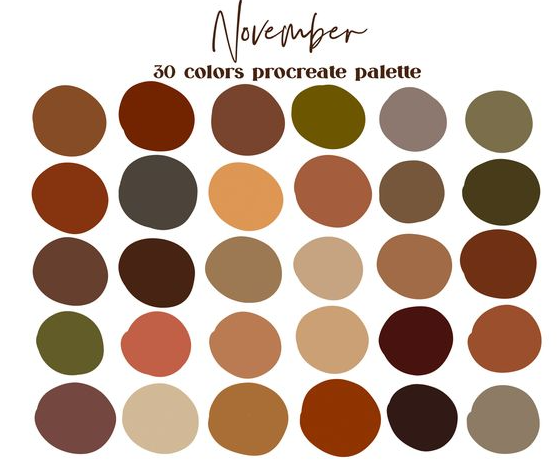 Autumn Color Palette - November Neutrals Procreate Color Palette or Ipad Procreate