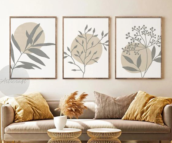Bedroom Gallery Wall   Abstract Botanical  Set Of 3 Prints Boho Gallery Wall